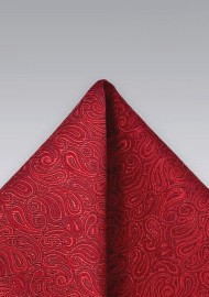 Tonal Red Paisley Pocket Square