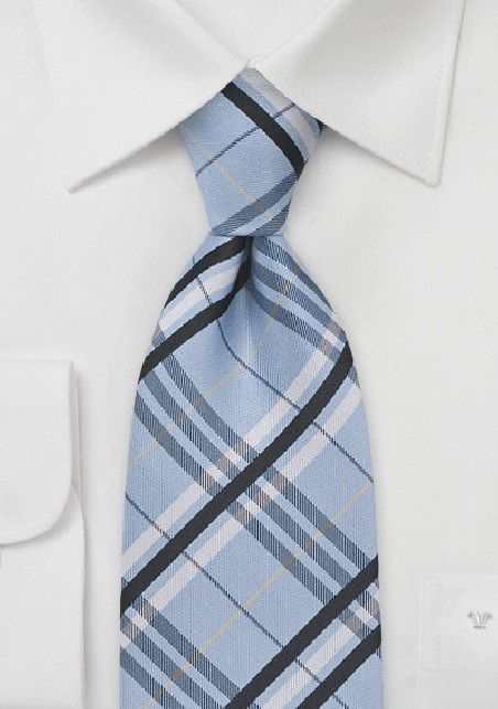 Plaid Tie in Pool Blue