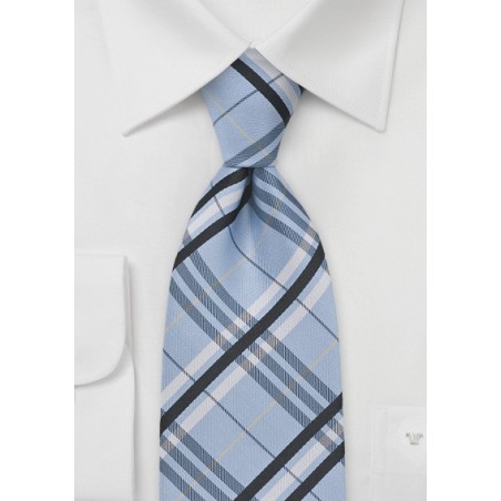 Plaid Tie in Pool Blue