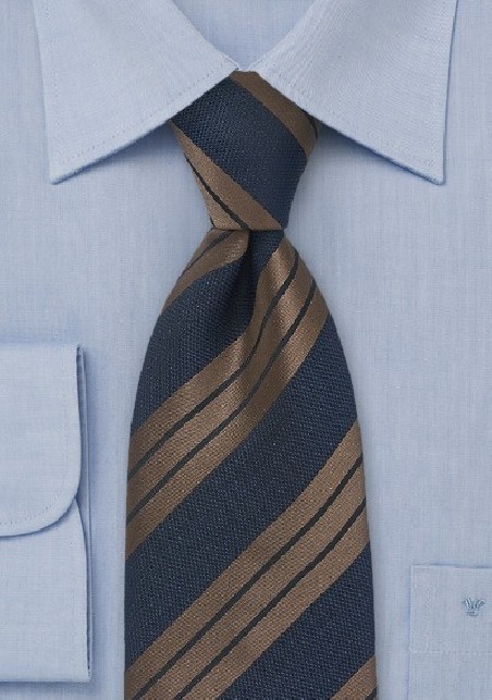 Espresso Brown and Navy Striped Tie