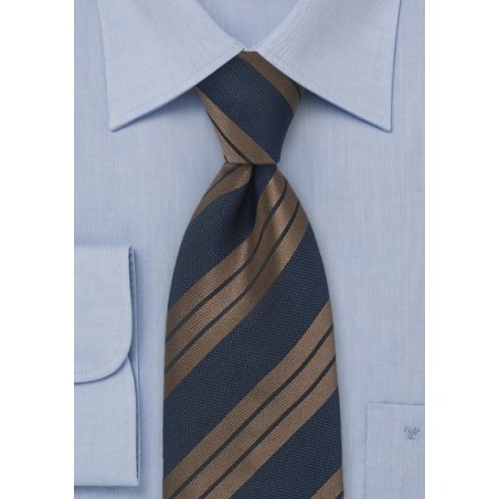 Espresso Brown and Navy Striped Tie
