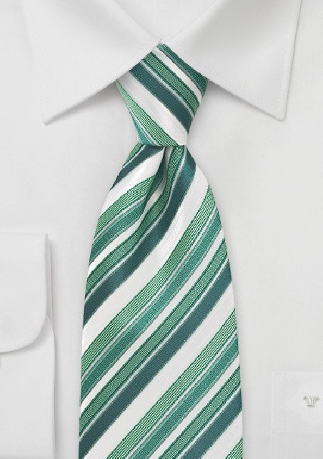 Tonal Green and White Striped Tie