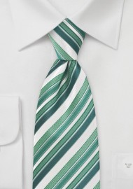 Tonal Green and White Striped Tie