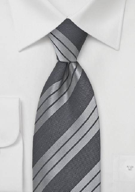 Silver and Grey Striped Tie
