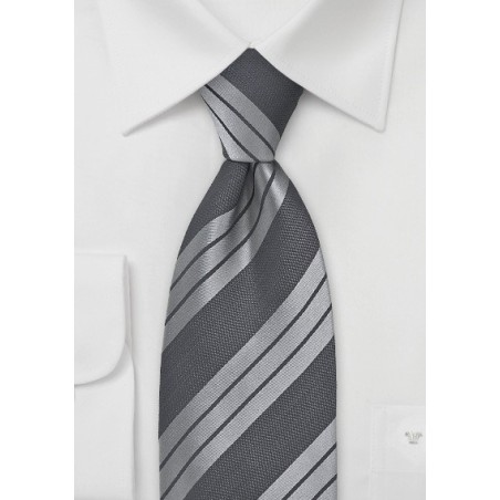 Silver and Grey Striped Tie