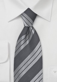 Silver and Grey Striped Tie