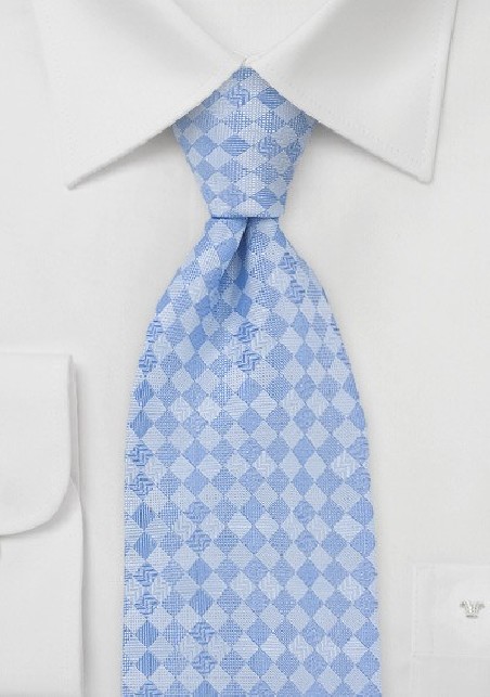 Diamond Patterned Tie in Soft Blues