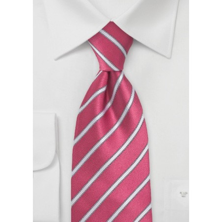 Pink and Light Silver Striped Tie
