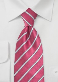 Pink and Light Silver Striped Tie