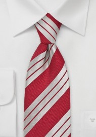 Bright Red and Silver Striped Tie