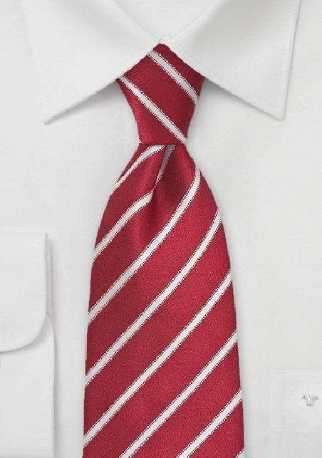 Primary Red and White Striped Tie