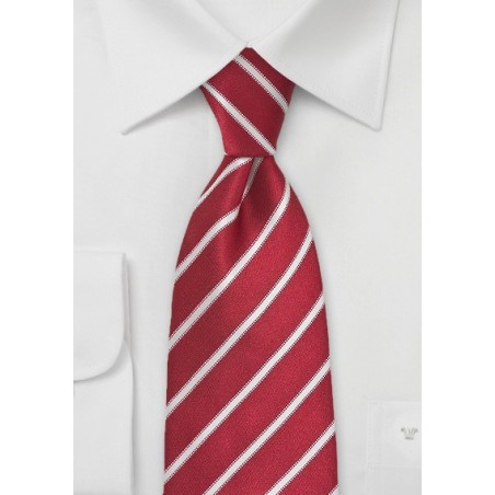Primary Red and White Striped Tie