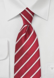 Primary Red and White Striped Tie