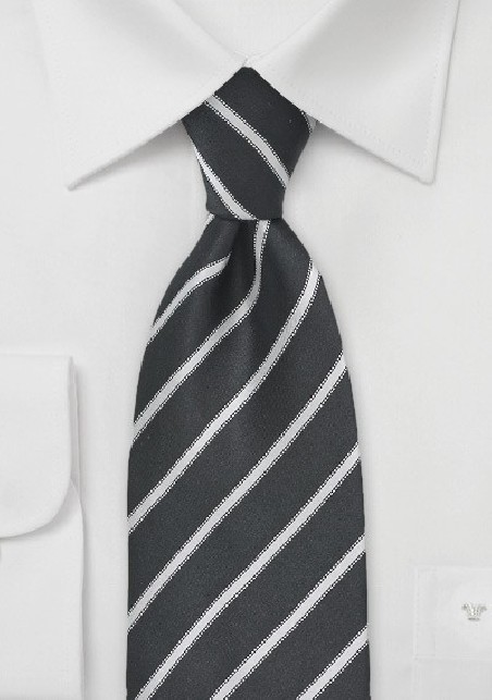 Black and Light Silver Striped Tie