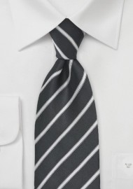 Black and Light Silver Striped Tie