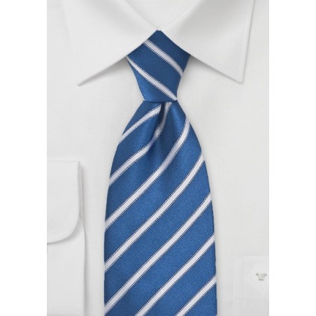 Blue and White Striped Tie