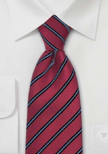 Modern Striped Tie in Red and Navy