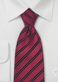 Modern Striped Tie in Red and Navy