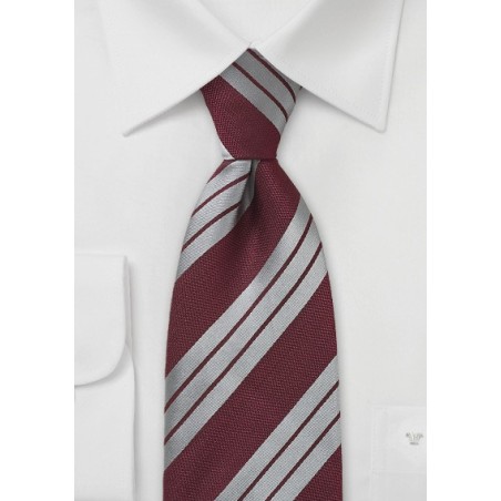Modern Burgundy and Silver Striped Tie