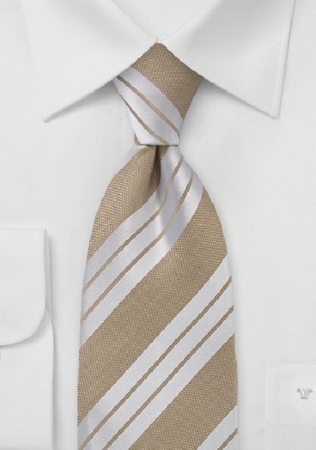 Tan and Silver Striped Tie
