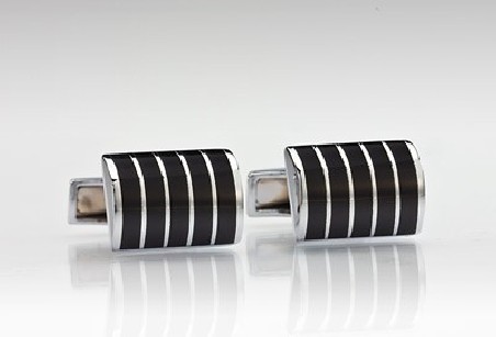 Domed Silver and Black Cufflinks