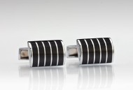Domed Silver and Black Cufflinks