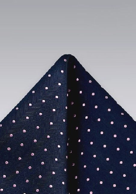 Navy and Pink Polka Dot Pocket Square