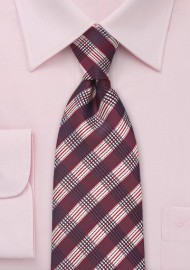 Modern Plaid Tie in Burgundy