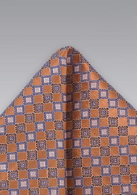 Burnt Orange Patterned Pocket Square