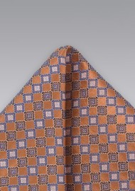 Burnt Orange Patterned Pocket Square