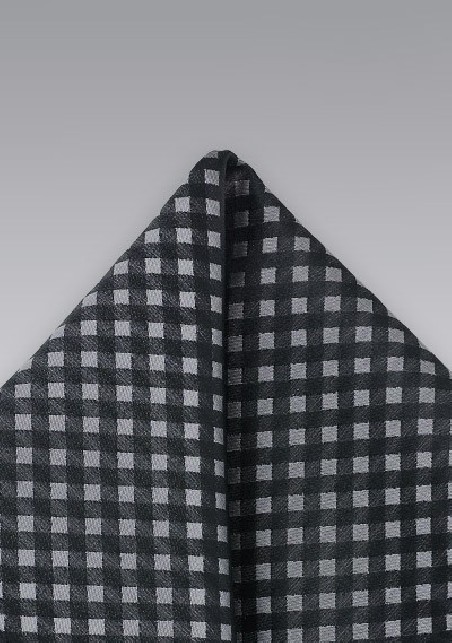 Black Micro Check Pocket Square