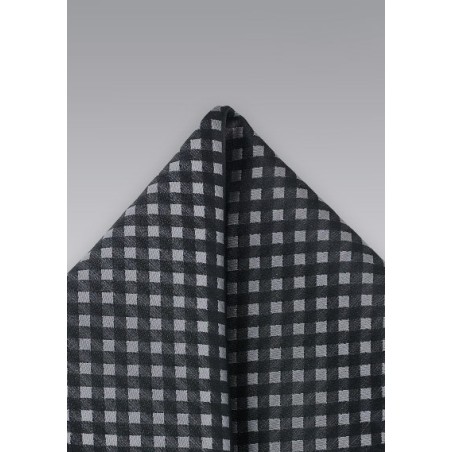Black Micro Check Pocket Square