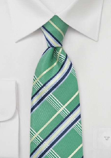 Plaid Patterned Tie in Green