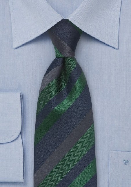 Navy and Green Striped Tie