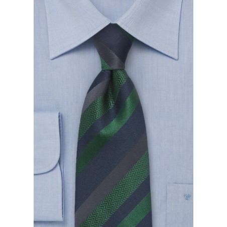 Navy and Green Striped Tie