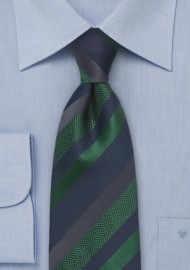 Navy and Green Striped Tie