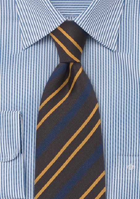 Regimental Tie in Brown, Yellow and Blue