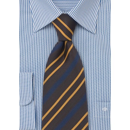 Regimental Tie in Brown, Yellow and Blue