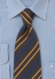 Regimental Tie in Brown, Yellow and Blue