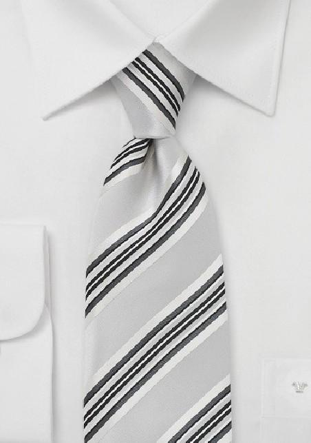 Striped Tie in Soft Silver