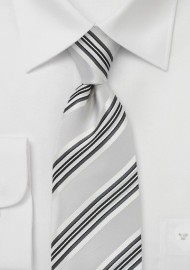 Striped Tie in Soft Silver