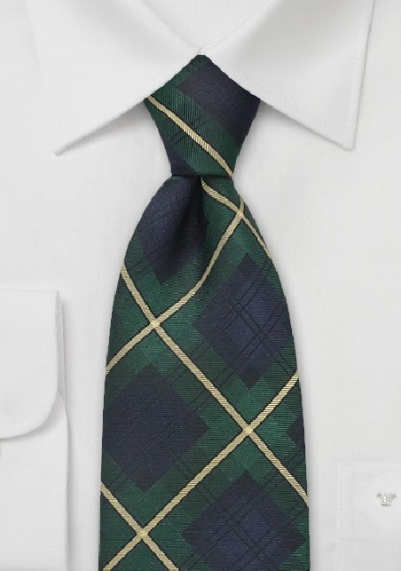 Tartan Plaid Tie in Navy and Green