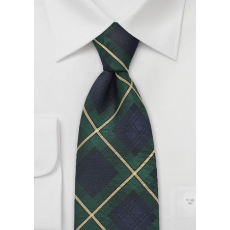 Tartan Plaid Tie in Navy and Green