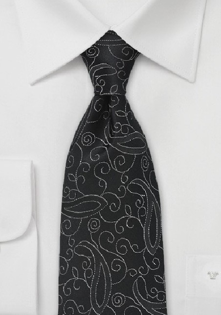 Scroll Patterned Tie in Black