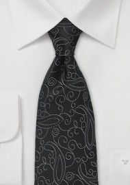Scroll Patterned Tie in Black