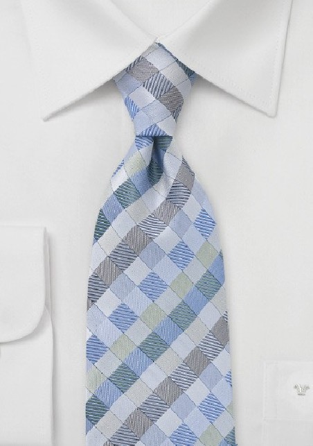 Light Blue and Silver Diamond Tie