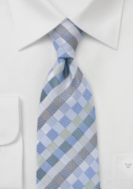 Light Blue and Silver Diamond Tie