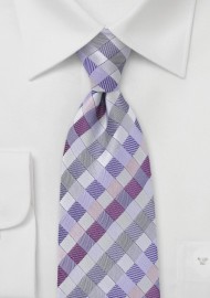 Patchwork Tie in Silvers and Purples