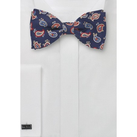 Paisley Bow Tie in Navy