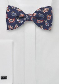 Paisley Bow Tie in Navy